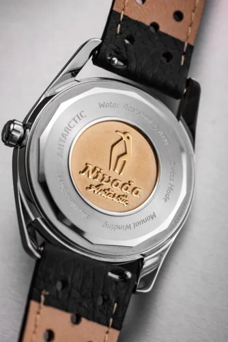 Montre Nivada Grenchen pour hommes en argent avec bracelet en cuir Antarctic Spider 35011M16 35M