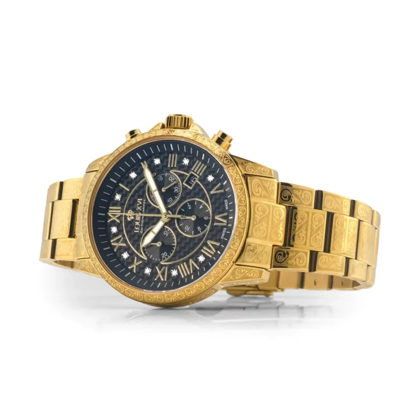 Men's gold Louis XVI watch with steel strap Palais Royale 1018 - Gold 43MM