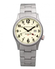 Stříbrné pánské hodinky Momentum s ocelovým páskem Wayfinder GMT White 40MM