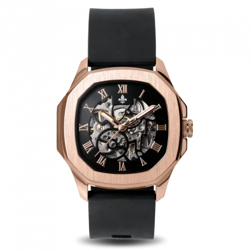 Relógio de homem Ralph Christian ouro com pulseira de borracha The Avalon - Rose Gold Automatic 42MM