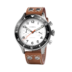 Stříbrné pánské hodinky Hemel s páskem z pravé kůže The Hemel HFT20 / VK64 Configuration / Full Lume Dial 42 MM