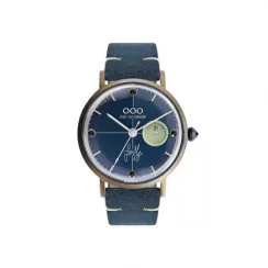 Reloj Out Of Order Watches Plata para hombres con cinturón de cuero Firefly 36 Blue 36MM
