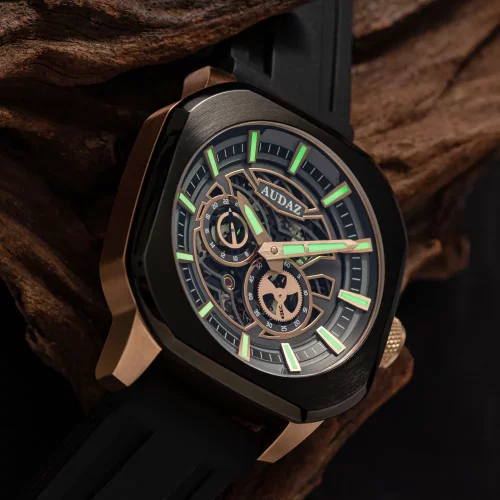 Montre Audaz Watches pour homme en noir avec bracelet en caoutchouc Maverick ADZ 3060-04 - Automatic 43MM