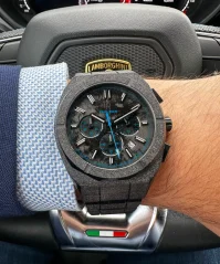 Montre homme Paul Rich noire avec bracelet en acier Frosted Motorsport - Black / Blue 45MM Limited edition