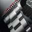 Zilverkleurig herenhorloge van Davosa met stalen band Ternos Ceramic GMT - Black/Red Automatic 40MM
