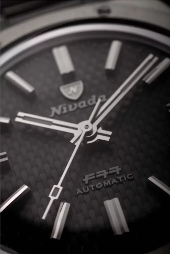 Men's silver Nivada Grenchen watch with steel strap F77 TITANIUM ANTHRACITE 68006A77 37MM Automatic