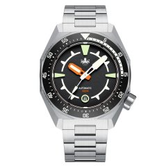 Zilverkleurig herenhorloge van Phoibos Watches met stalen band Depth Hunter 300M PY060C Automatic 40MM