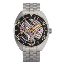 Stříbrné pánské hodinky Oceancrawler Watches s ocelovým páskem Core Diver Fordite Type B - Link Automatic 44MM