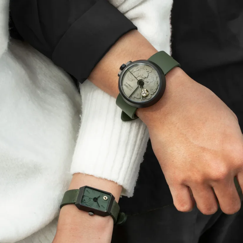 Orologio da uomo 22Designstudio Watches in nero con cinturino in gomma Rabbit Moss green 45MM Automatic