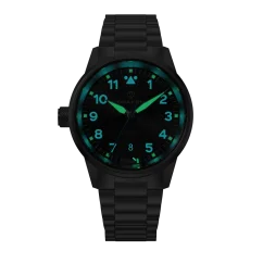 Miesten hopeinen Draken -kello teräshihnalla Peregrine ‘Version B’ Black 42MM Automatic