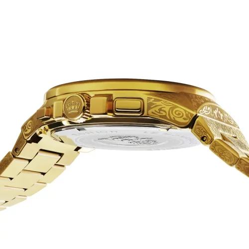 Reloj Louis XVI oro de hombre con correa de acero Frosted Le Monarque 1215 - Gold 42MM