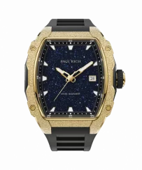 Zlaté pánské hodinky Paul Rich Watch s gumovým páskem Frosted Astro Mason - Gold 42,5MM
