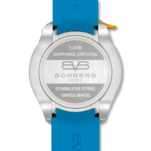 Orologio da uomo Bomberg Watches colore argento con elastico RACING 4.2 Blue / Orange 45MM