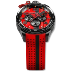 Čierne pánske hodinky Bomberg Watches s gumovým pásikom Racing MONZA 45MM