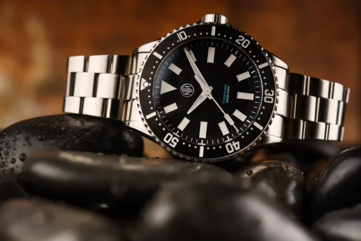 Reloj NTH Watches plateado para hombre con correa de acero 2K1 Subs Thresher No Date - Black Automatic 43,7MM