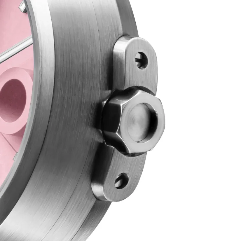 Strieborné pánske hodinky 22Designstudio Watches s ocelovým opaskom Concrete Sport Pink 45MM Automati