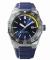 Zilverkleurig herenhorloge van Paul Rich met een rubberen band Aquacarbon Pro Horizon Blue - Sunray 43MM