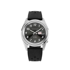 Stříbrné pánské hodinky Praesidus s gumovým páskem Rec Spec - White Sunray Tropic Rubber 38MM Automatic