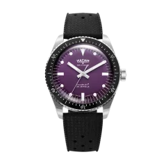Men's silver Vulcain watch with rubber strap Skindiver Nautique - Black with Khaki Brown Lum - Rubber 44,5MM Automatic-KOPIE