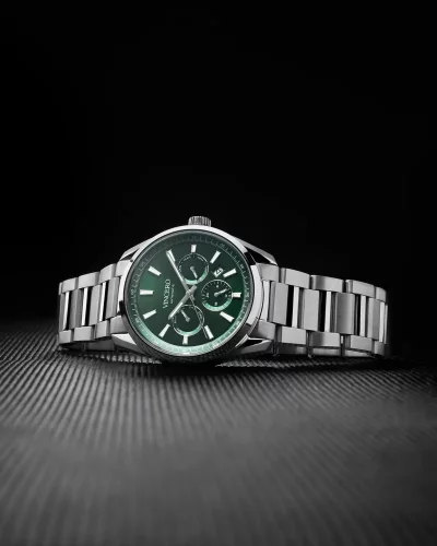 Stříbrné pánské hodinky Vincero s ocelovým páskem The Reserve Automatic Dark Olive/Silver 41MM