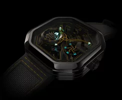 Montre Agelocer Watches pour homme en noir avec bracelet en caoutchouc Volcano Series Black / Orange 44.5MM Automatic