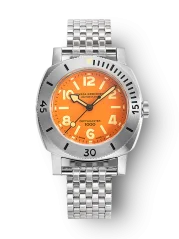 Men's silver Nivada Grenchen watch with steel strap Orange Depthmaster 14127A12 39MM Automatic