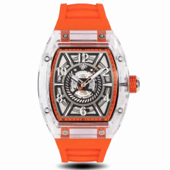 Relógio de homem Ralph Christian prata com pulseira de borracha The Ghost - Neon Orange Automatic 43MM