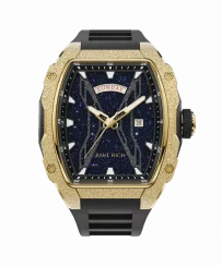 Orologi da uomo in oro Paul Rich Watch con un braccialetto di gomma Frosted Astro Day & Date Mason - Gold 42,5MM