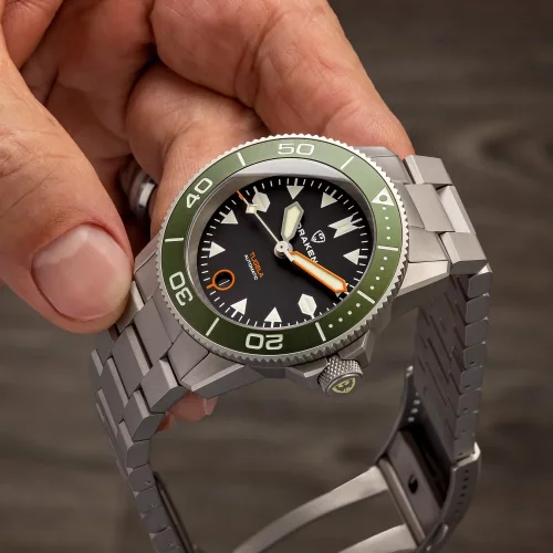 Relógio Draken de prata para homem com pulseira de aço Tugela – Green 42MM