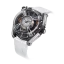 Srebrny męski zegarek Mazzucato z gumowym paskiem LAX Dual Time White - 48MM Automatic