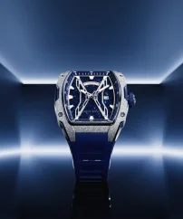 Men's silver Paul Rich Watch with a rubber band Frosted Astro Day & Date Lunar - Silver / Blue 42,5MM