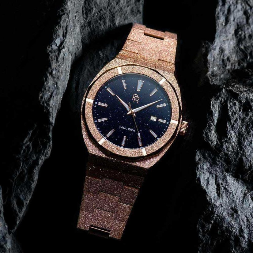 Ružovo zlaté pánske hodinky Paul Rich s oceľovým pásikom Star Dust Frosted - Rose Gold Automatic 45MM