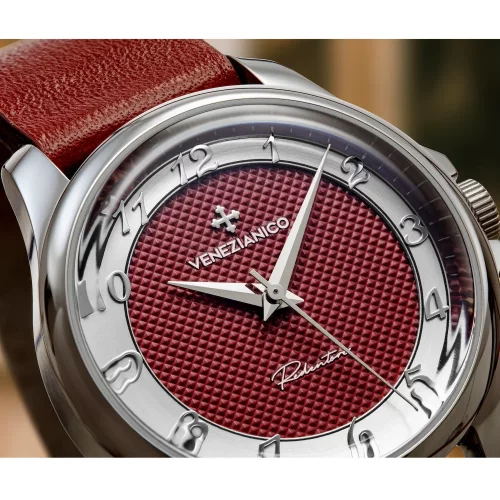 Venezianico men's silver watch with a leather strap Redentore Porpora 1121512 36MM