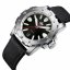 Zilverkleurig herenhorloge van Phoibos Watches met leren band Great Wall 300M - Black Automatic 42MM Limited Edition
