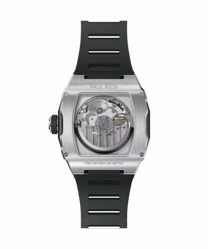 Relojes de plata Paul Rich Watch de hombre con goma Frosted Astro Skeleton Abyss - Silver 42,5MM