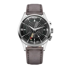 Silberne Herrenuhr Vulcain mit Lederband Nautical Heritage Black White Luminova Steel Triple Caseback - Grey 42MM Automatic
