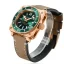 Zlaté pánske hodinky Aquatico Watches s koženým pásikom Charger Bronze Green Dial Automatic 43MM