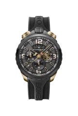 Černé pánské hodinky Bomberg s gumovým páskem GOLDEN 45MM