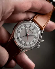 Silberne Herrenuhr Vulcain mit Lederband Cricket DIDIXEIN 39MM Automatic