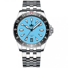 Montre Phoibos Watches pour homme en argent avec bracelet en acier Voyager PY035B - Automatic 39MM