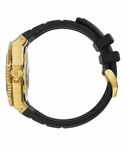Gouden herenhorloges vanPaul Rich met een rubberen band Aquacarbon Pro Imperial Gold - Aventurine 43MM