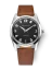 Relógio Nivada Grenchen prata para homens com pulseira de couro Antarctic 35002M16 35MM