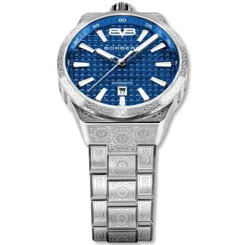 Srebrni muški sat Bomberg Watches s čeličnim pojasom OCEAN BLUE 43MM Automatic