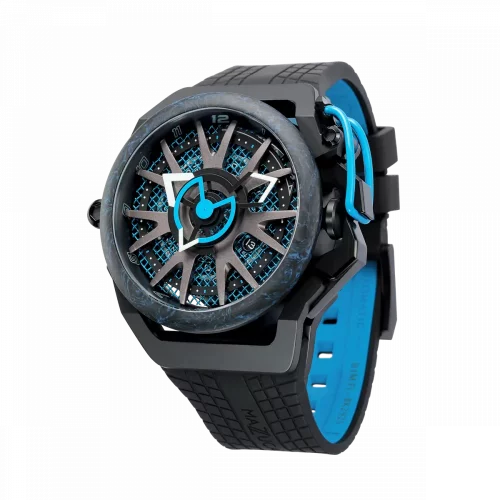 Czarny męski zegarek Mazzucato z gumowym paskiem RIM Monza Black / Blue - 48MM Automatic