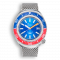 Stříbrné pánské hodinky Squale s ocelovým páskem 2002 Blue-Red - Silver 44MM Automatic