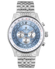 Miesten hopeinen Louis XVI -kello teräshihnalla Artagan 3420 - Silver Blue 47.5MM