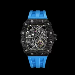 Men's black Tsar Bomba Watch with a rubber band TB8209CF - Black / Blue Automatic 43,5MM