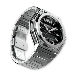 Stříbrné pánské hodinky Bomberg s ocelovým páskem EDGE BLACK 43MM Automatic