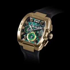 Zlaté pánske hodinky Ralph Christian s gumovým pásikom The Intrepid Sport - Gilded Black 42,5MM
