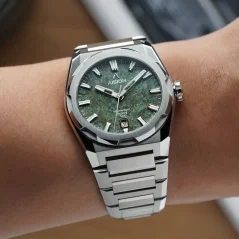 Strieborné pánske hodinky Aisiondesign Watches s ocelovým pásikom HANG Crafts - HANMON RYOKUSUI 40MM Automatic